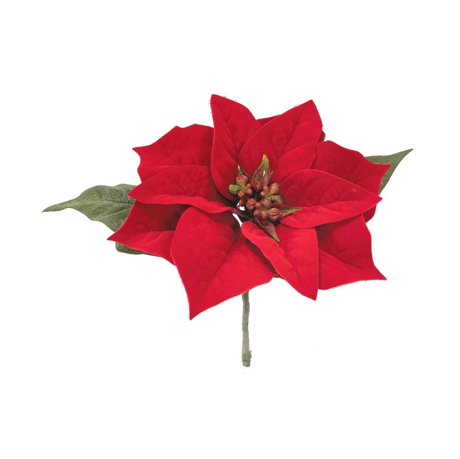 10" Red Poinsettia Pick Set Of 6