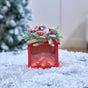 5.5" Red Fire Light Lantern With Berry Wreath Battery Operated