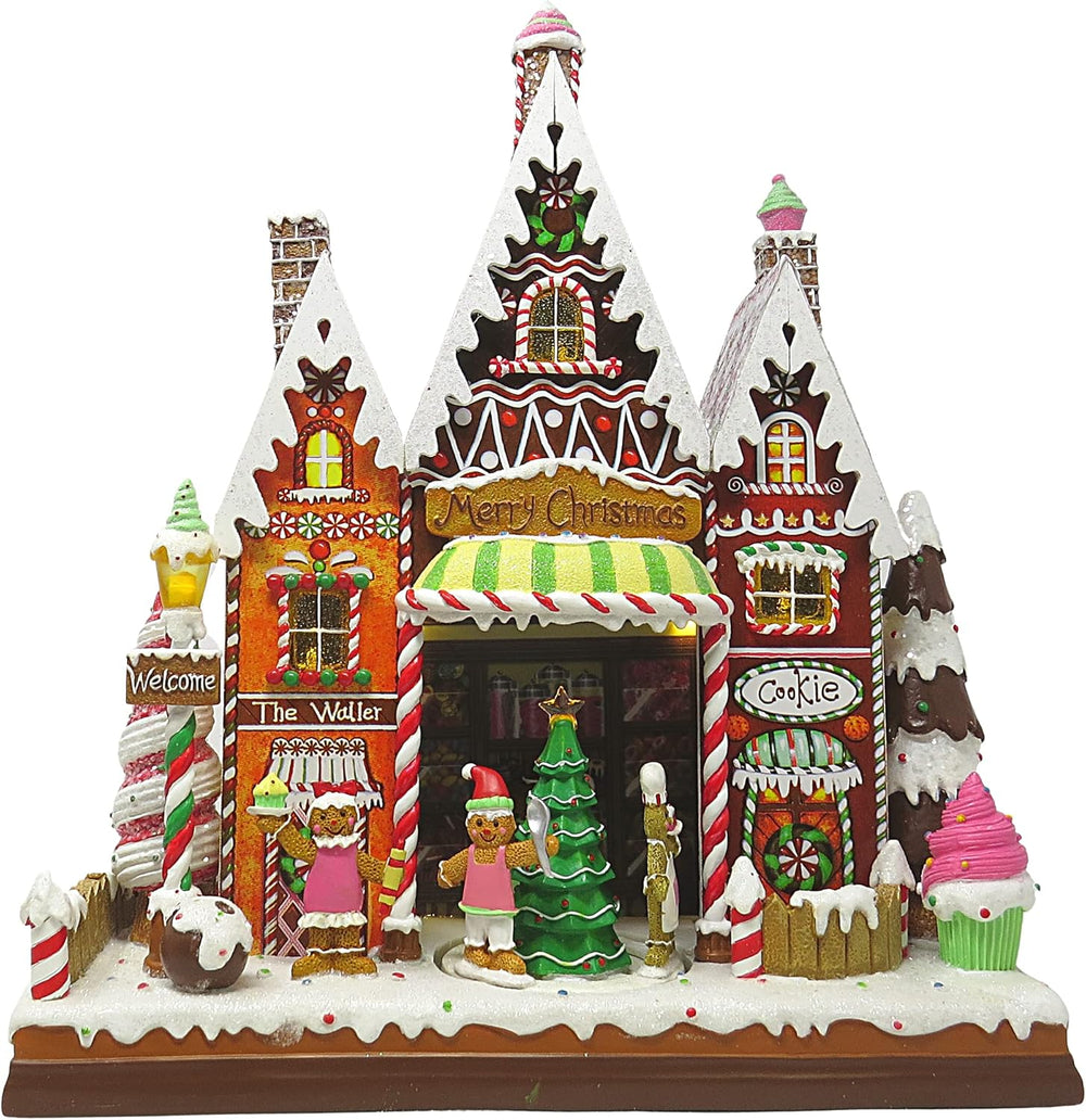 15" Lighted Gingerbread Village