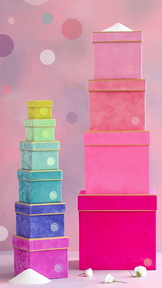 3" 15" Glitterville Studios Patisserie Square Stacking Boxes Set Of 10