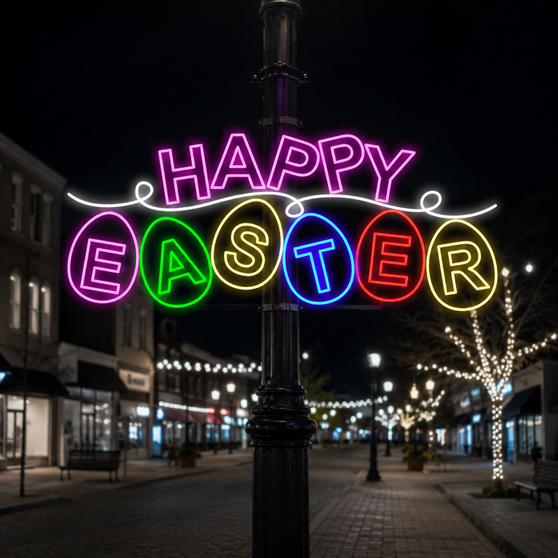 6 FT X 2 FT Happy Easter Multi LED Sign