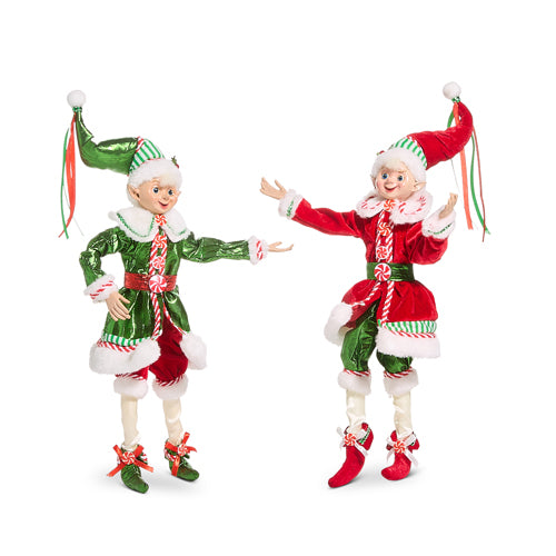 16" Traditional Poseable Elves Assorted Set Of 2