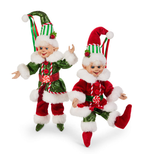 7" Traditional Poseable Elves Assorted Set Of 2