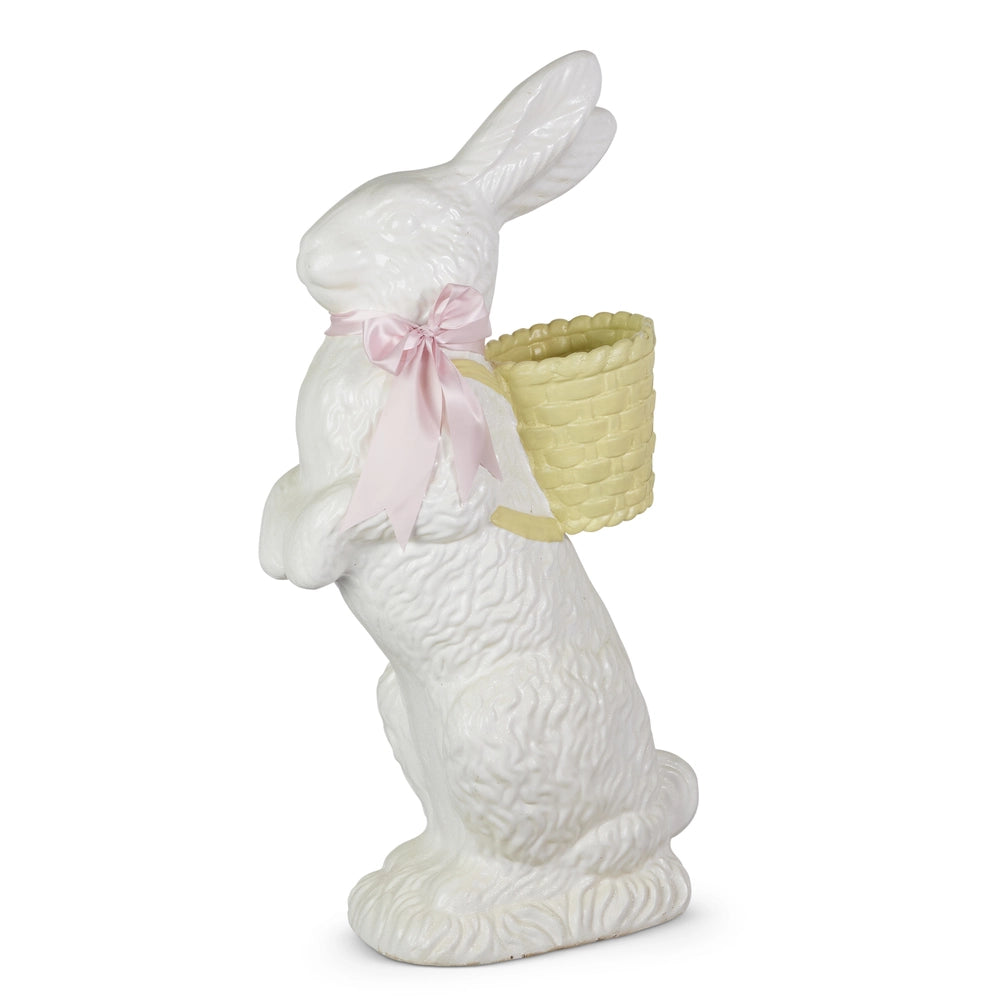 35" White Bunny With Basket Backpack