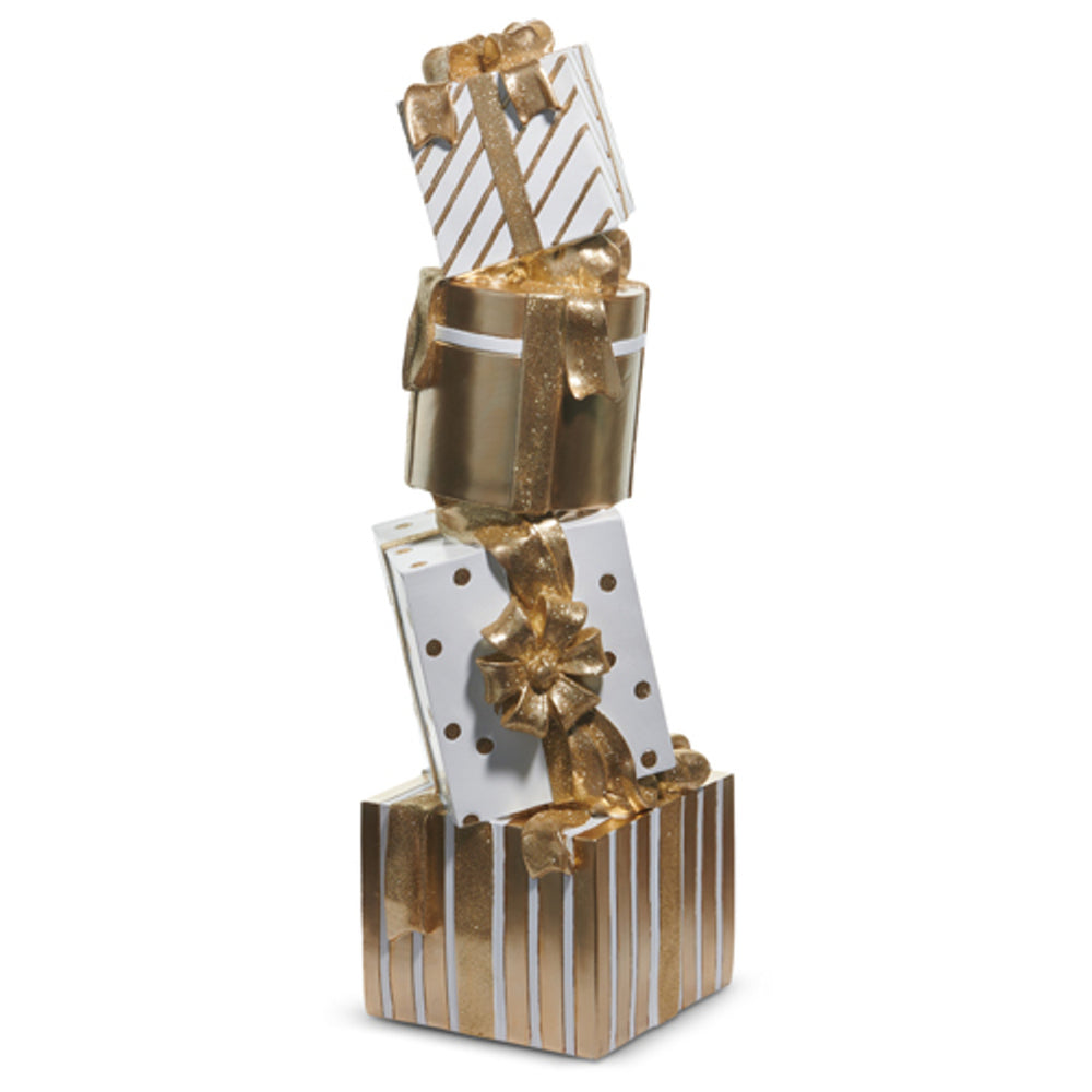 28" Gold & White Stacked Presents