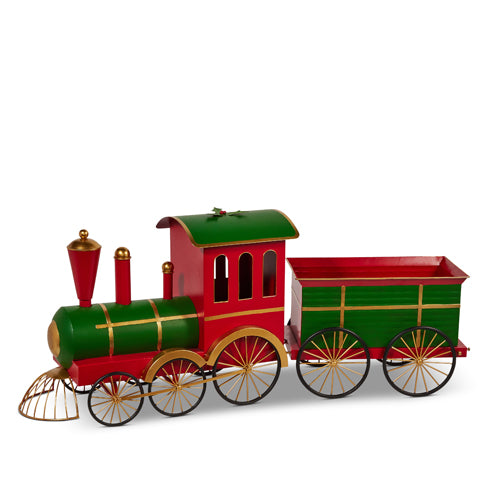 Tren rojo, dorado y verde de 5 pies x 2 pies