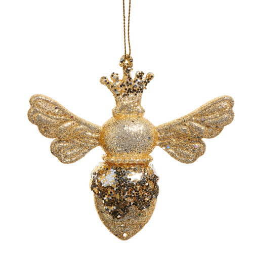 Juego de 6 adornos de abeja con corona de 4"