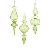 Adorno de remate iridiscente verde de 10" - Set surtido de 3