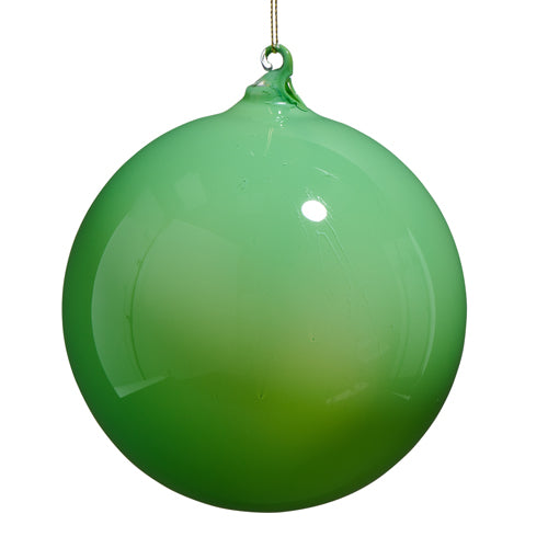 5" Green Opaque Glass Ball Ornament Set Of 6
