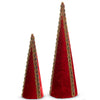 Set de 2 conos decorativos de terciopelo rojo de 12" a 18"