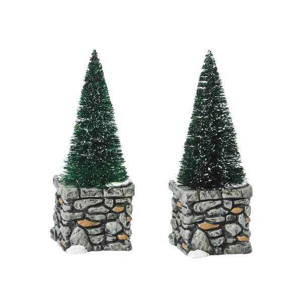 Village Accessory Limestone Topiaries Set Of 2