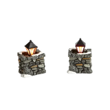 Village Accessory Limestone Lamps Set Of 2