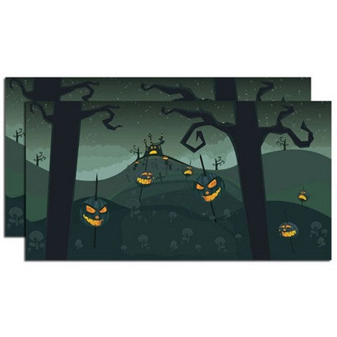 Halloween Village Accessory Spooky Pumpkin Backdrop Set Of 2