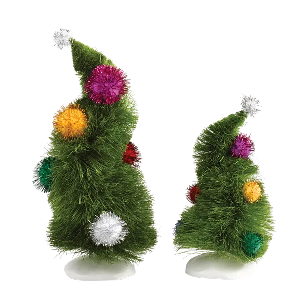 Grinch Village Wonky Trees Set Of 2