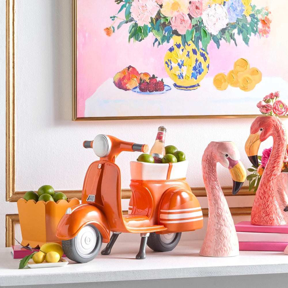 21" Orange Scooter Planter