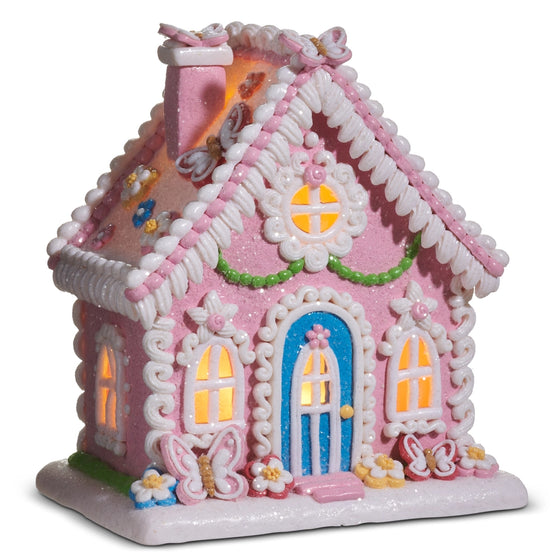 8.5" Lighted Flutter & Petal Gingerbread Cottage Battery Operated