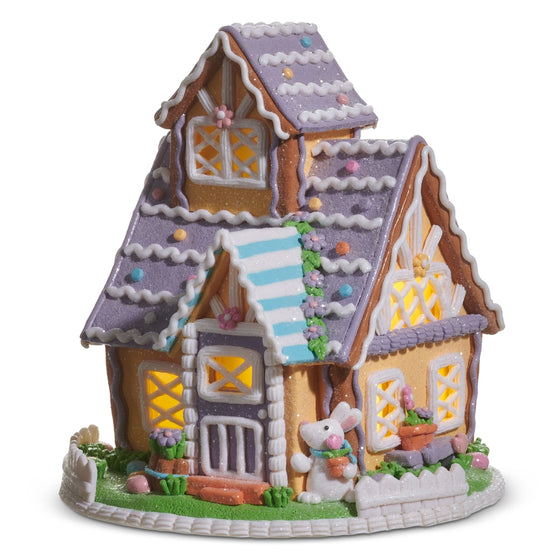 11" Lighted Pastel Easter Gingerbread Cottage Battery Operated