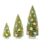 6" - 12.5" Bottle Brush Trees With Pastel Egg Ornaments Set Of 3