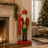 6 FT Traditional Nutcracker With Merry Christmas Sign