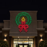 36" X 46" 270 LED Red Bow & Candle Wreath Twinkling Effect