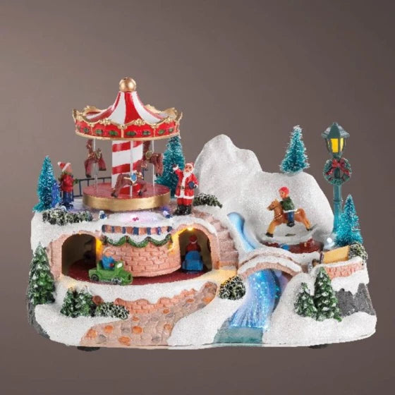 6" Lighted Winter Village Assorted Set Of 2