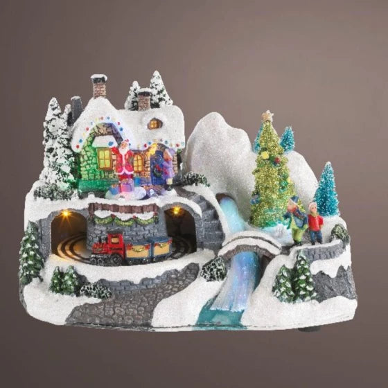 6" Lighted Winter Village Assorted Set Of 2