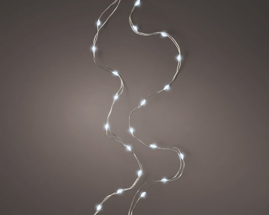 10 FT 60 Micro LED Cool White Lights With Silver Wire Battery Operated