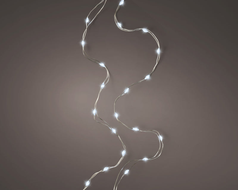 10 FT 60 Micro LED Cool White Lights With Silver Wire Battery Operated