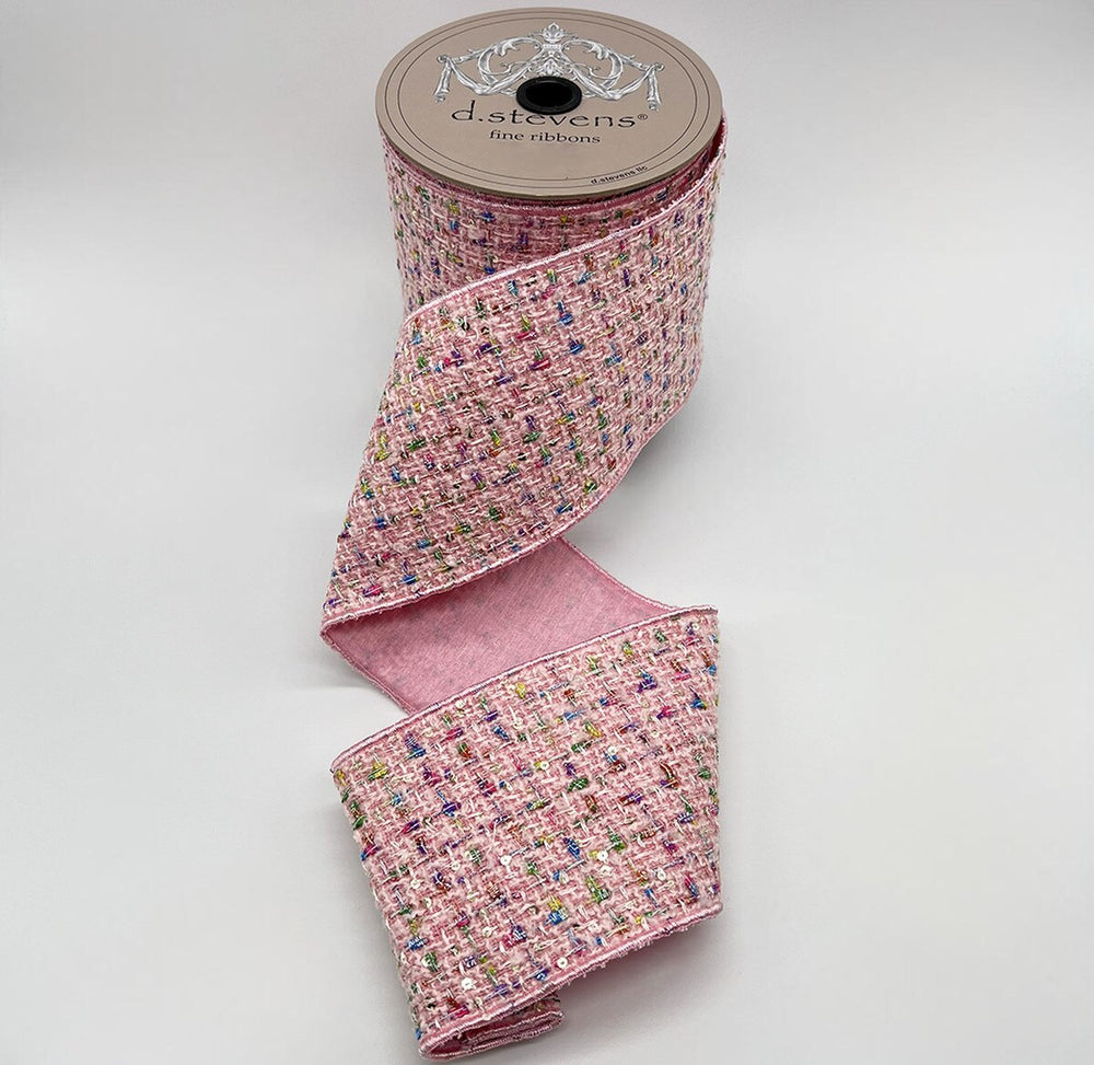 4" X 10YD Pink Boucle Color Splash Ribbon