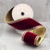 4" X 5YD Burgundy Velvet Ribbon With Jeweled Edge Trim
