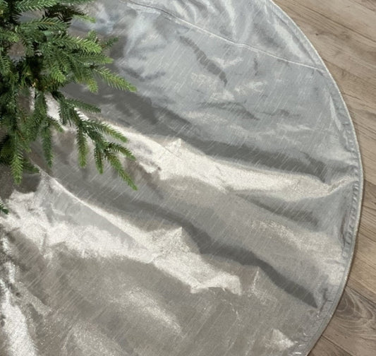 Faldón para árbol de Navidad de dupión metálico plateado de 183 cm