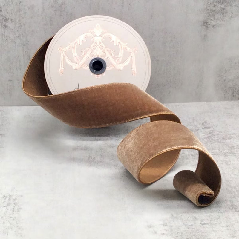 2.5" X 10YD Brown Velvet Ribbon