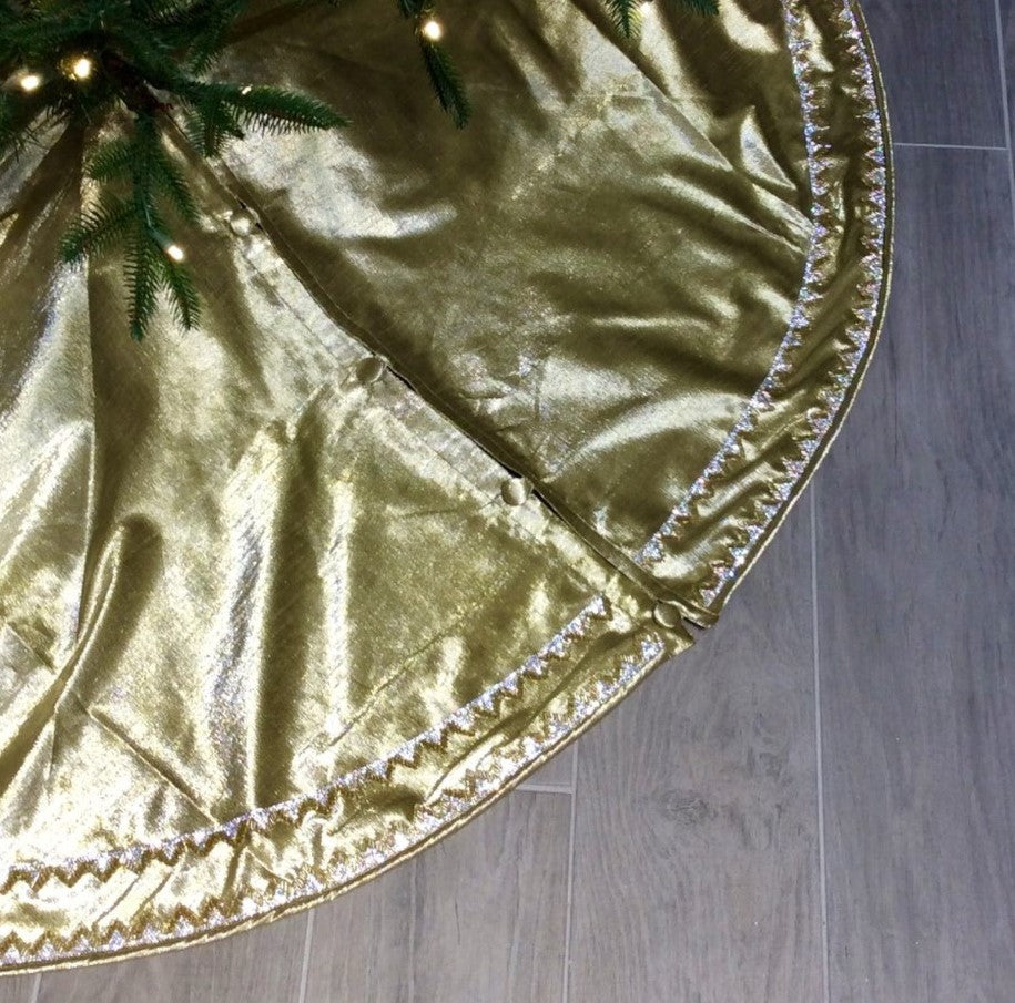 72" Gold Metallic Jewel Trim Tree Skirt