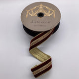 1.5" X 5YD Burgundy Velvet Ribbon With Gold Jewel Center