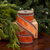 2.5" X 5YD Orange Jeweled & Black Trim Edge Ribbon