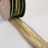 1.5" X 5YD Emerald Velvet Ribbon With Jewel Center