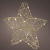 Estrella de 11,5" con 30 luces LED de color blanco cálido y cable dorado, a pilas