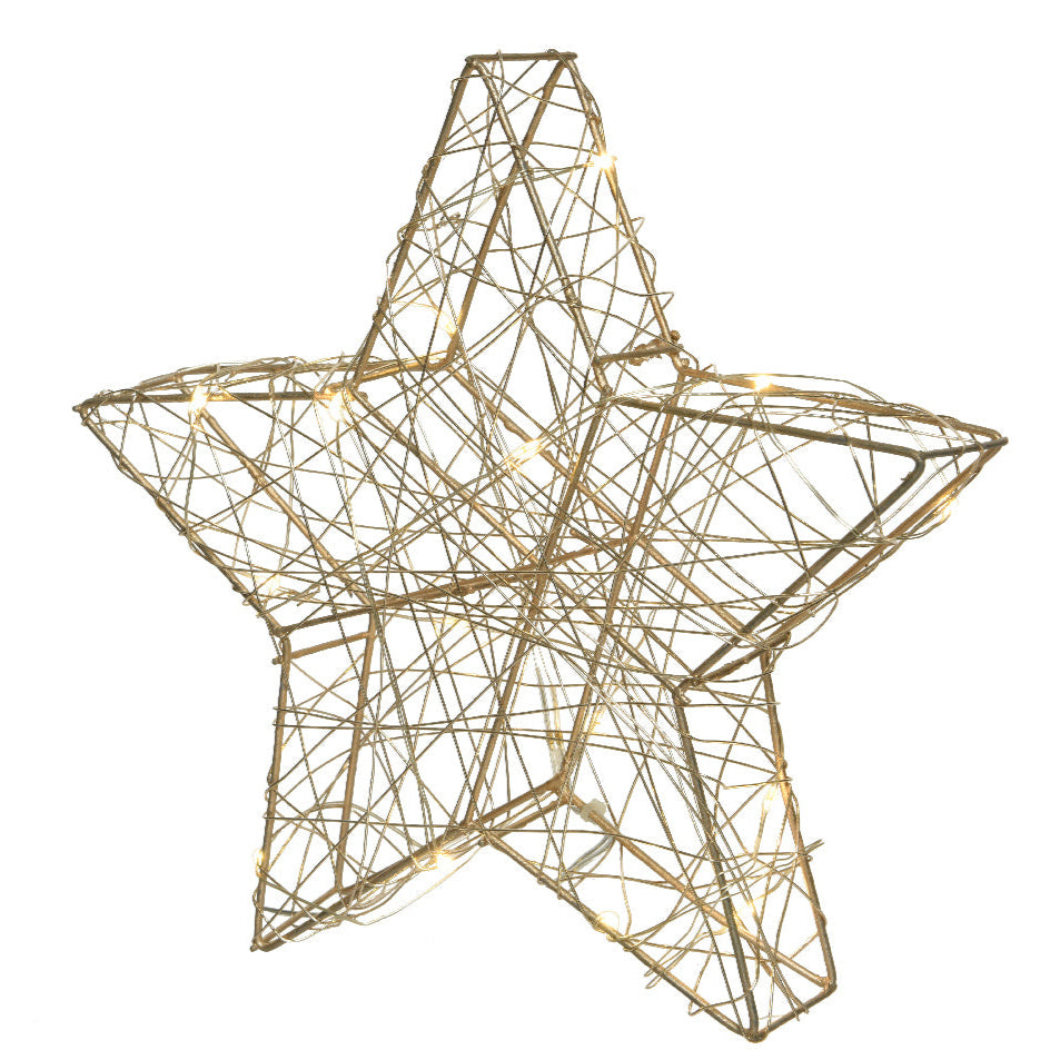 11.5" 30 LED Warm White Gold Wire Star Battery Operated