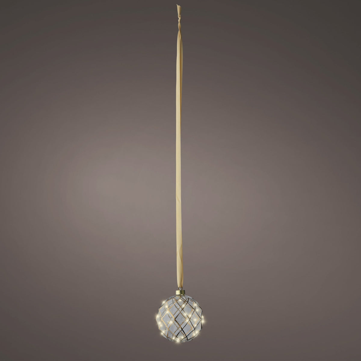 6" Micro LED Glass Ball Ornament Battery Operated Set Of 2