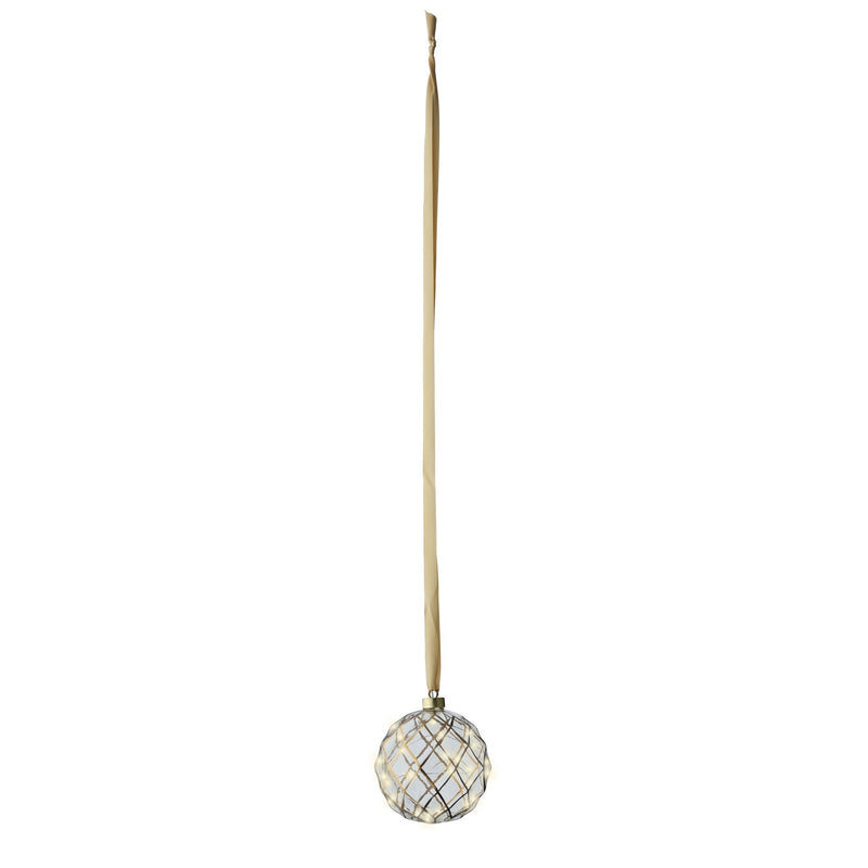 6" Micro LED Glass Ball Ornament Battery Operated Set Of 2