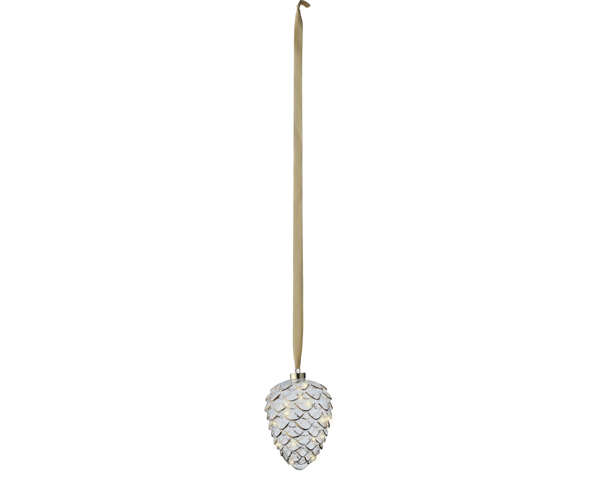 8" Micro LED Pinecone Ornament Battery Operated Set Of 2