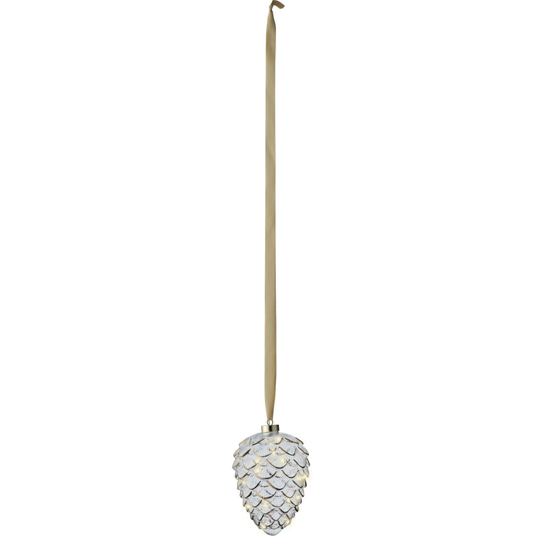 8" Micro LED Pinecone Ornament Battery Operated Set Of 2