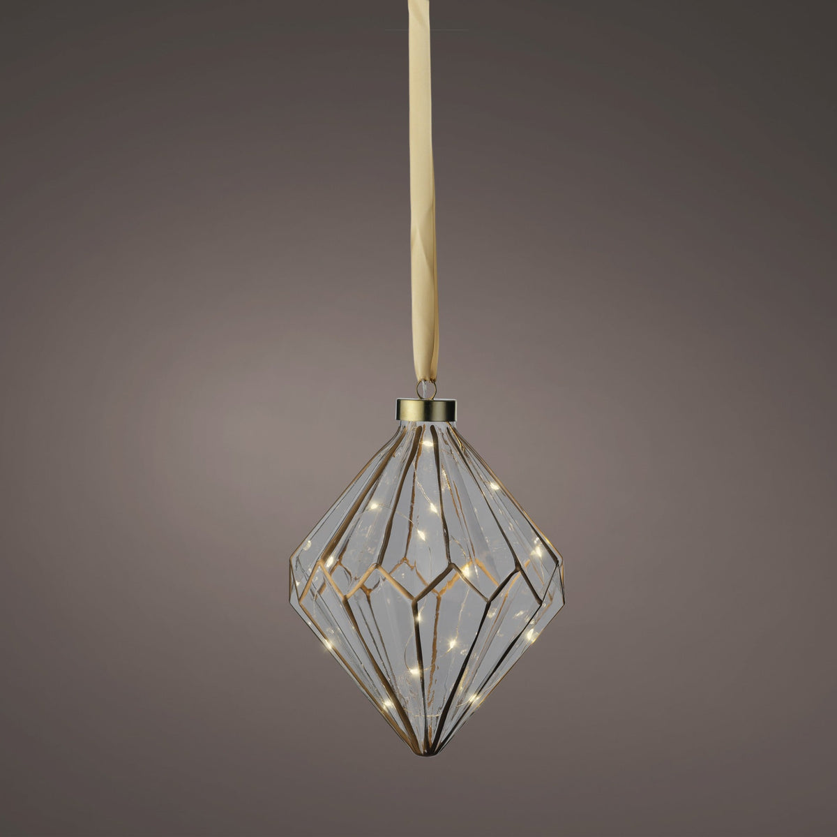 8" Micro LED Diamond Ornament Battery Operated Set Of 2
