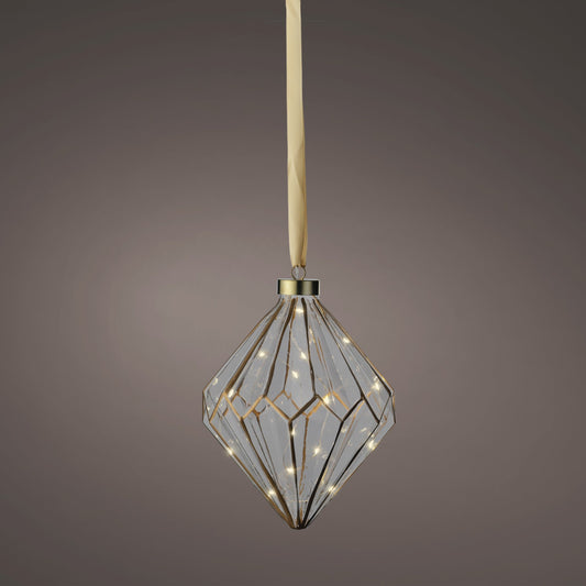 8" Micro LED Diamond Ornament Battery Operated Set Of 2