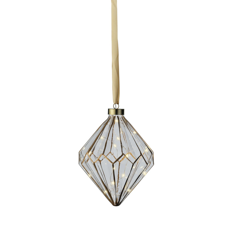 8" Micro LED Diamond Ornament Battery Operated Set Of 2