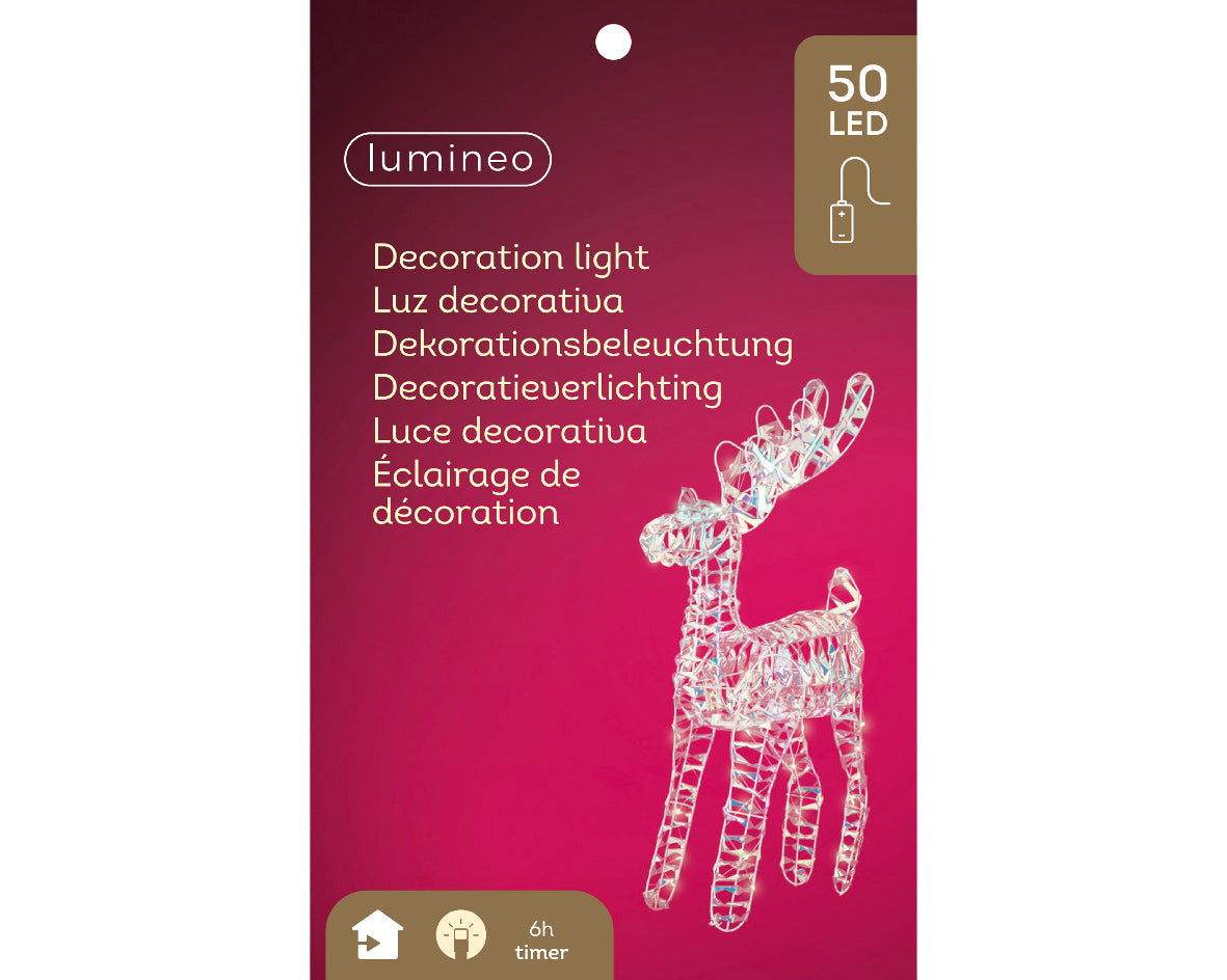 2 FT 50 Micro LED Warm White Iridescent Reindeer Battery Operated