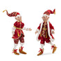16" Red & Gold Filigree Assorted Posable Elves Set Of 2