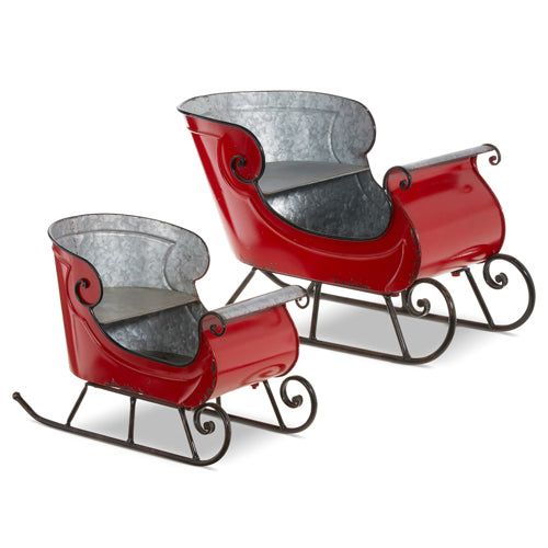12"- 14" Red Sleighs Set Of 2