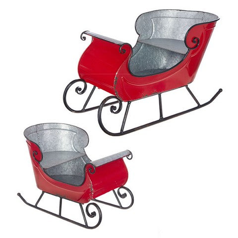2 FT Red Distressed Sleigh
