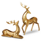 17" Rustic Aged Gold Deer Assorted Set Of 2